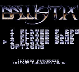 Ballistix title screen for TurboGrafx-16